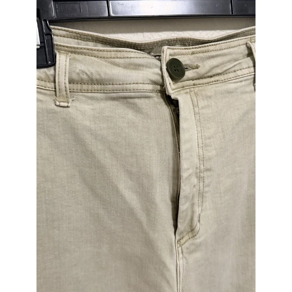 Oat New York Distressed Raw Hem Jeans Beige High Waist 10 30
